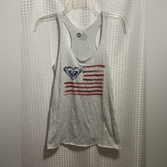 Roxy Tops - Roxy Women's White Tank Top with Blue and Red Graphic